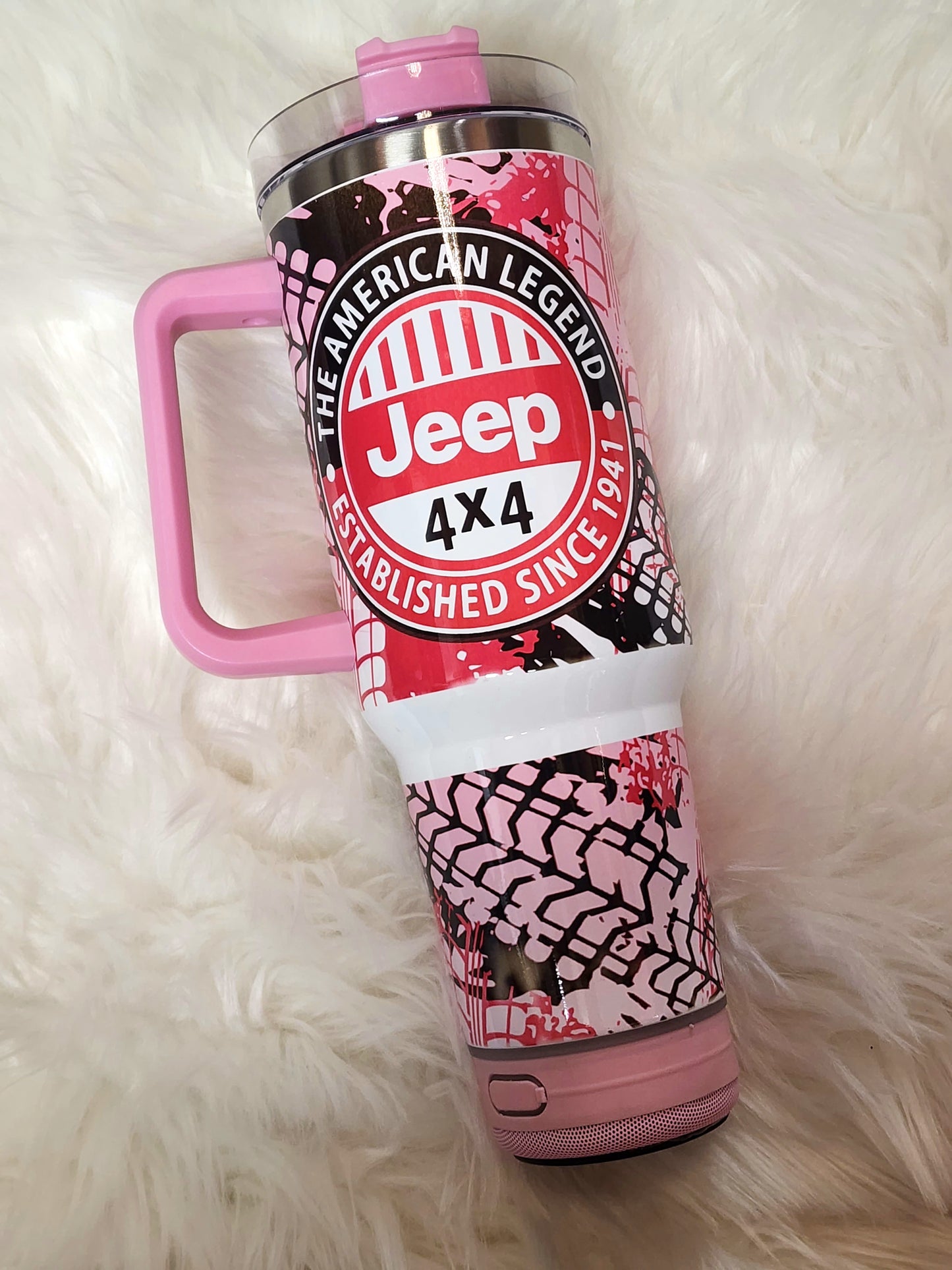 40oz Pink Jeep Speaker Cup
