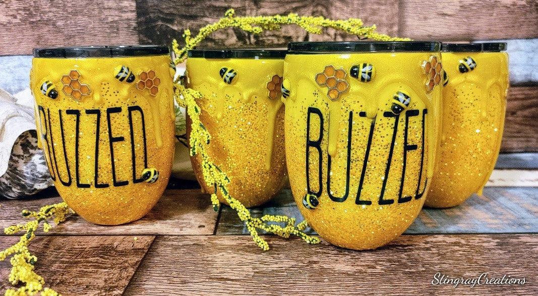 Buzzed/Honey Bee/Wine Tumbler/wine gift/honey comb